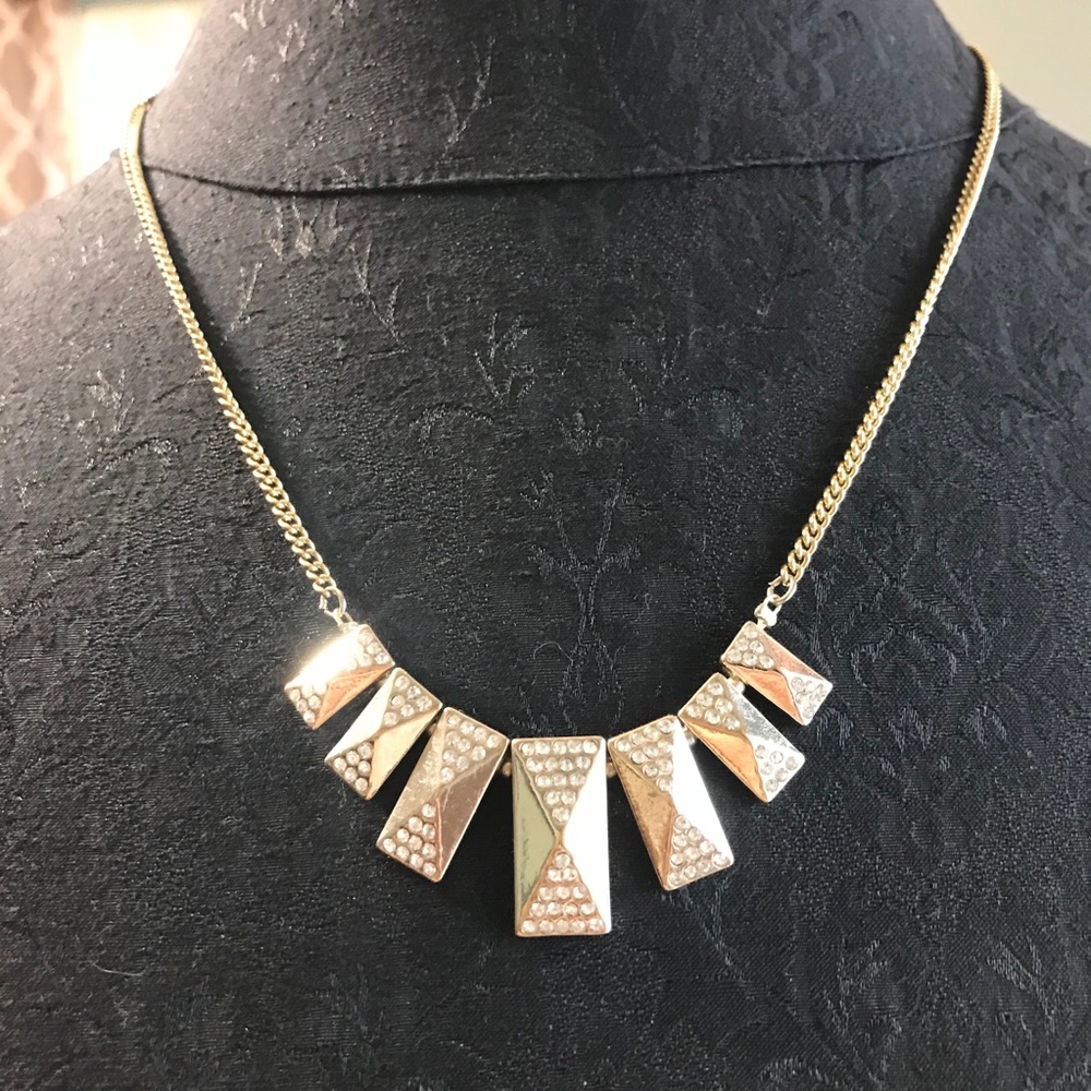 Dangling Rectangles & Rhinestones Necklace